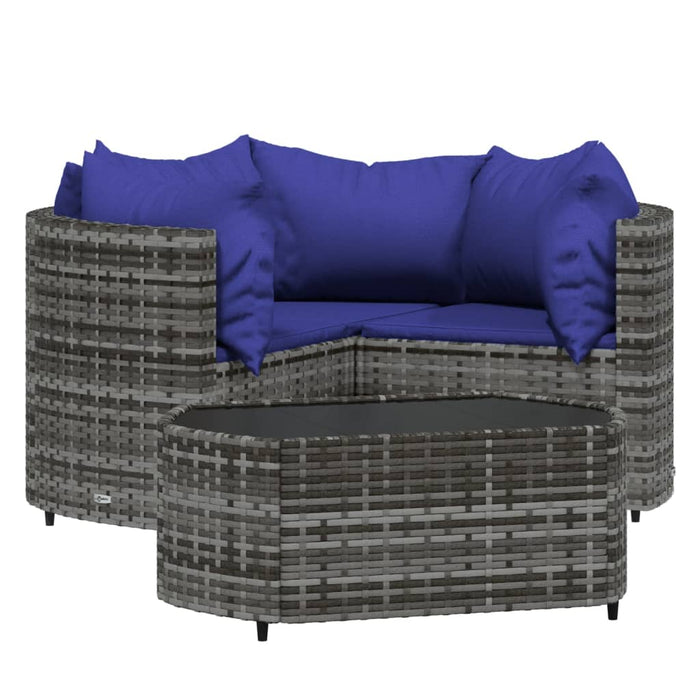 Set mobilier de grădină cu perne, 4 piese, gri, poliratan WALTI