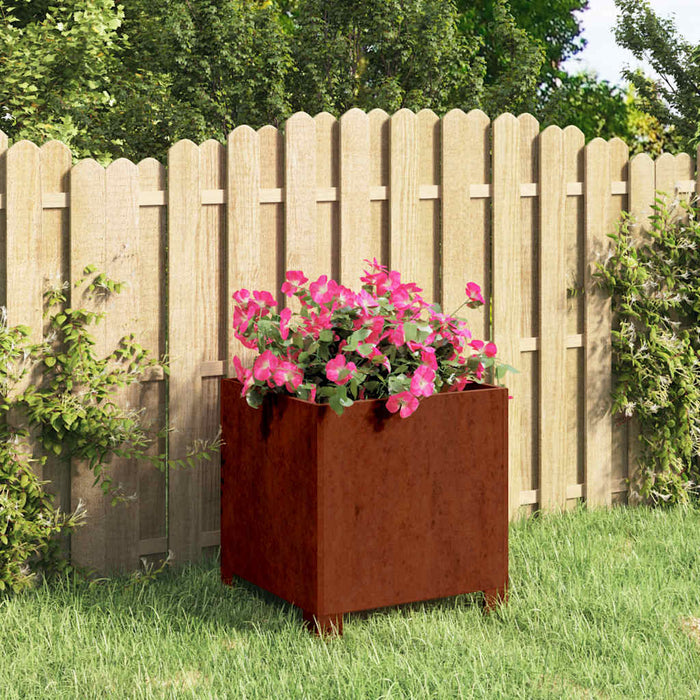 Jardinieră cu picioare, ruginiu, 30x30x30 cm, oțel corten WALTI