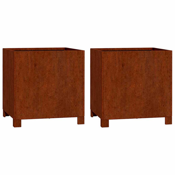 Jardiniere cu picioare 2 buc. ruginiu 40x40x40 cm oțel corten WALTI