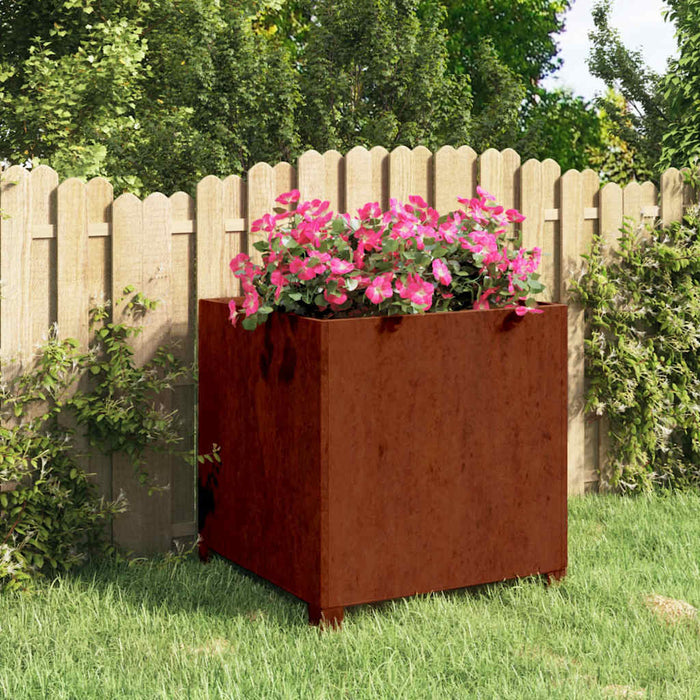 Jardinieră cu picioare, ruginiu, 50x50x50 cm, oțel corten WALTI