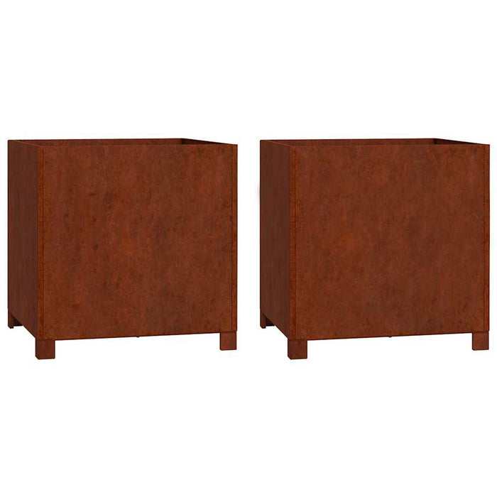Jardiniere cu picioare 2 buc. ruginiu 50x50x50 cm oțel corten WALTI