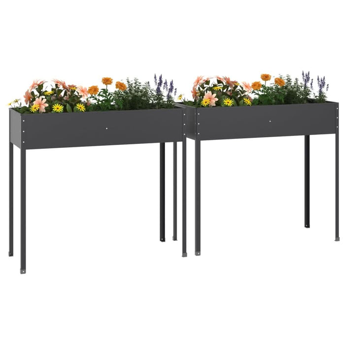 Jardiniere de grădină, 2 buc., antracit, oțel galvanizat - WALTI WALTI