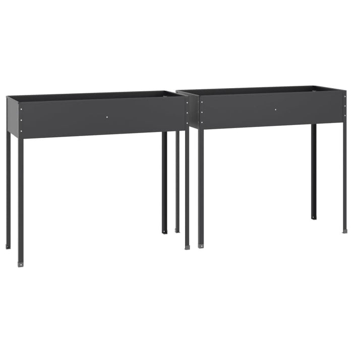 Jardiniere de grădină, 2 buc., antracit, oțel galvanizat - WALTI WALTI