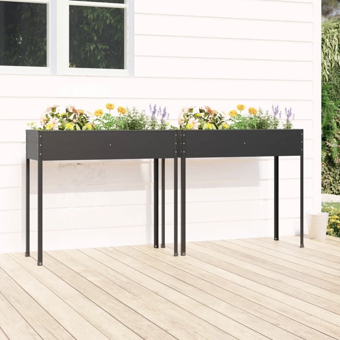 Jardiniere de grădină, 2 buc., antracit, oțel galvanizat - WALTI WALTI