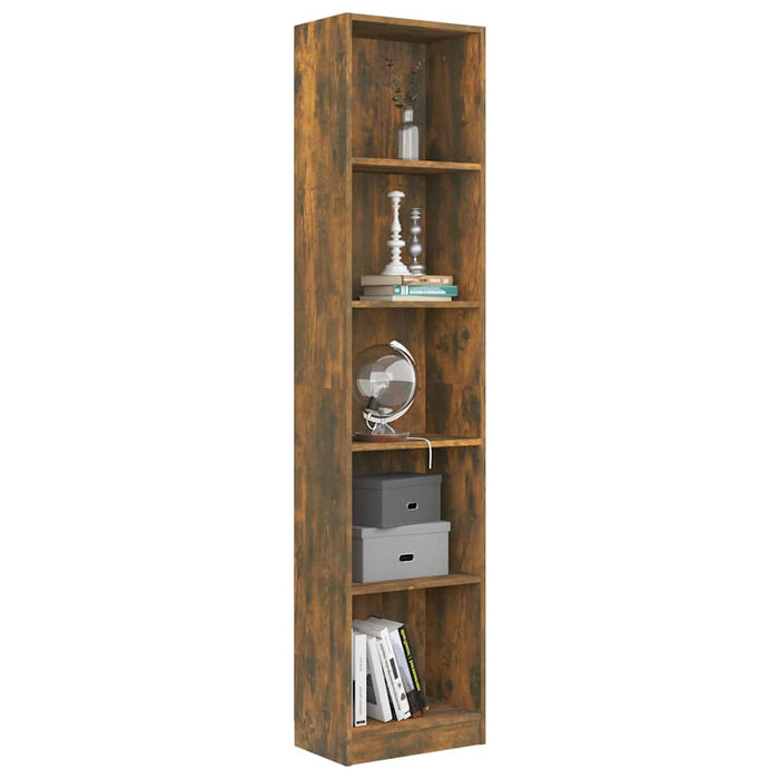 Bibliotecă 5 niveluri stejar fumuriu 40x24x175 cm lemn compozit WALTI