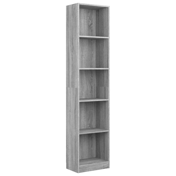 Bibliotecă cu 5 niveluri gri sonoma 40x24x175 cm lemn compozit WALTI