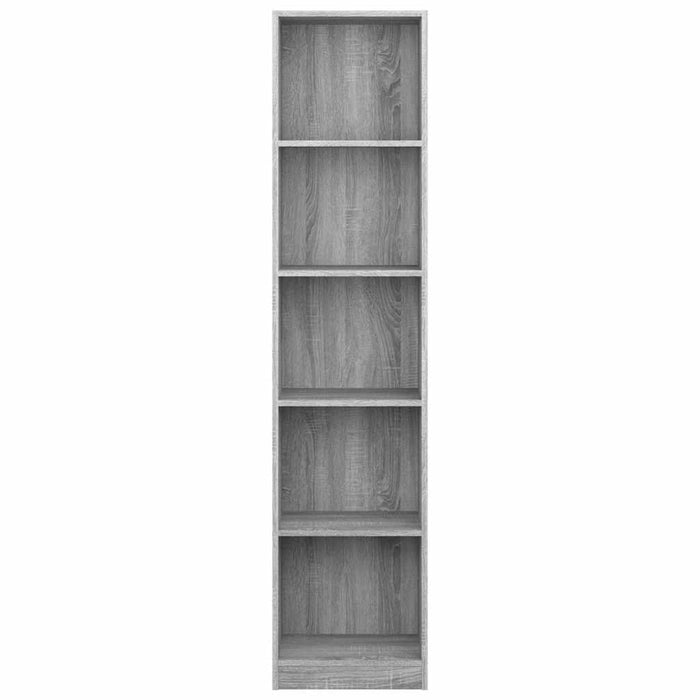 Bibliotecă cu 5 niveluri gri sonoma 40x24x175 cm lemn compozit WALTI