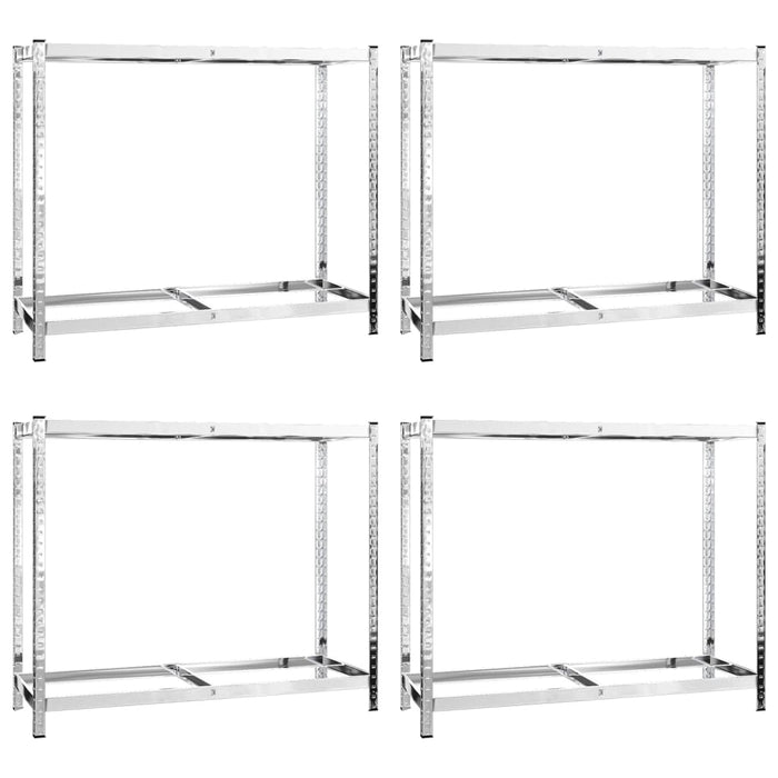 Rafturi anvelope 2 niveluri 4 buc. argintiu 110x40x110 cm oțel - WALTI WALTI