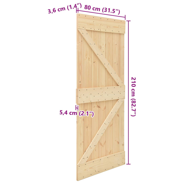Ușă NARVIK natural 80 x 210 cm Lemn de Pin Solid - WALTI WALTI