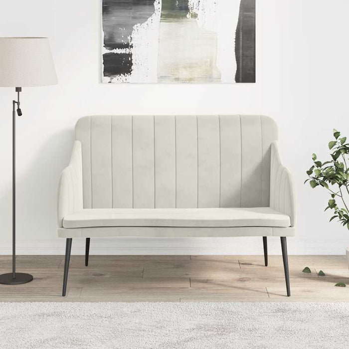 Bancă, crem, 110x76x80 cm, catifea - WALTI WALTI