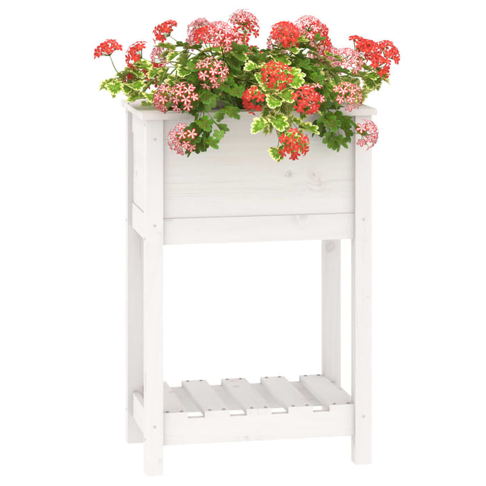 Jardinieră cu raft, alb, 54x34,5x81 cm, lemn masiv de pin - WALTI WALTI