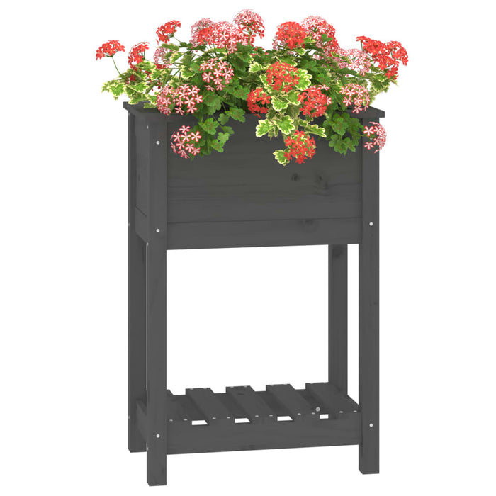 Jardinieră cu raft, gri, 54x34,5x81 cm, lemn masiv de pin - WALTI WALTI