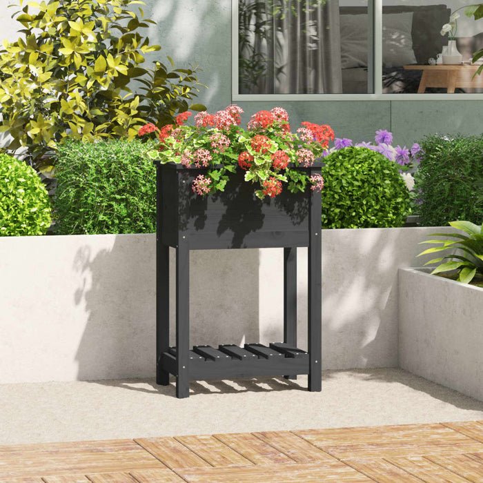 Jardinieră cu raft, gri, 54x34,5x81 cm, lemn masiv de pin - WALTI WALTI