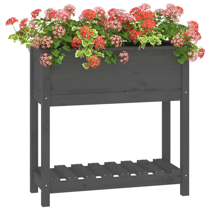 Jardinieră cu raft, gri, 82,5x34,5x81 cm, lemn masiv de pin - WALTI WALTI