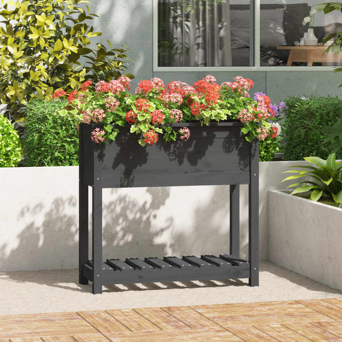 Jardinieră cu raft, gri, 82,5x34,5x81 cm, lemn masiv de pin - WALTI WALTI