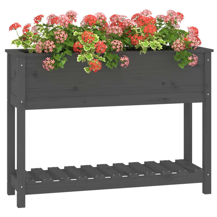 Jardinieră cu raft, gri, 111,5x34,5x81 cm, lemn masiv de pin - WALTI WALTI
