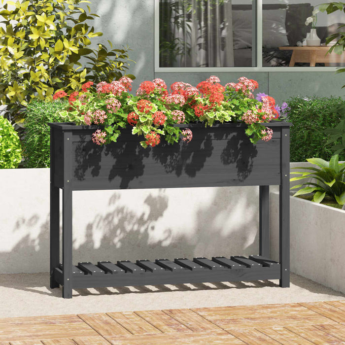 Jardinieră cu raft, gri, 111,5x34,5x81 cm, lemn masiv de pin - WALTI WALTI