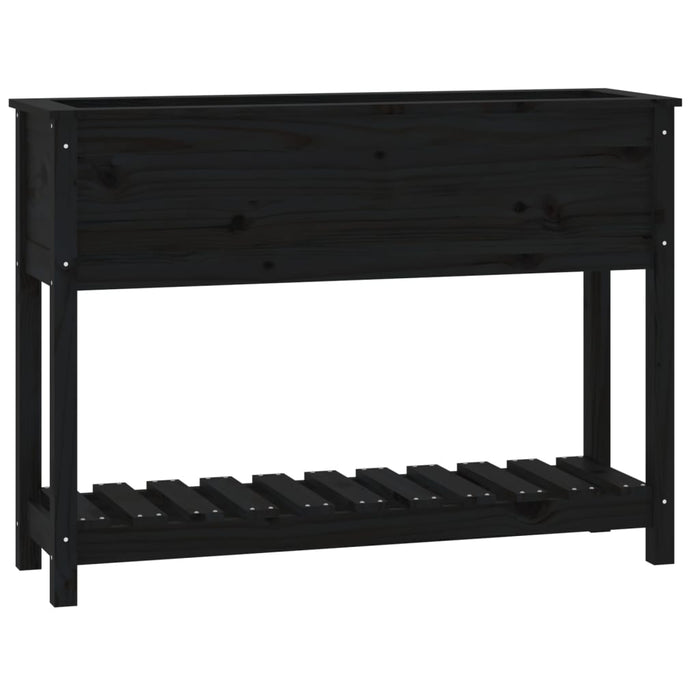 Jardinieră cu raft, negru, 111,5x34,5x81 cm, lemn masiv de pin - WALTI WALTI