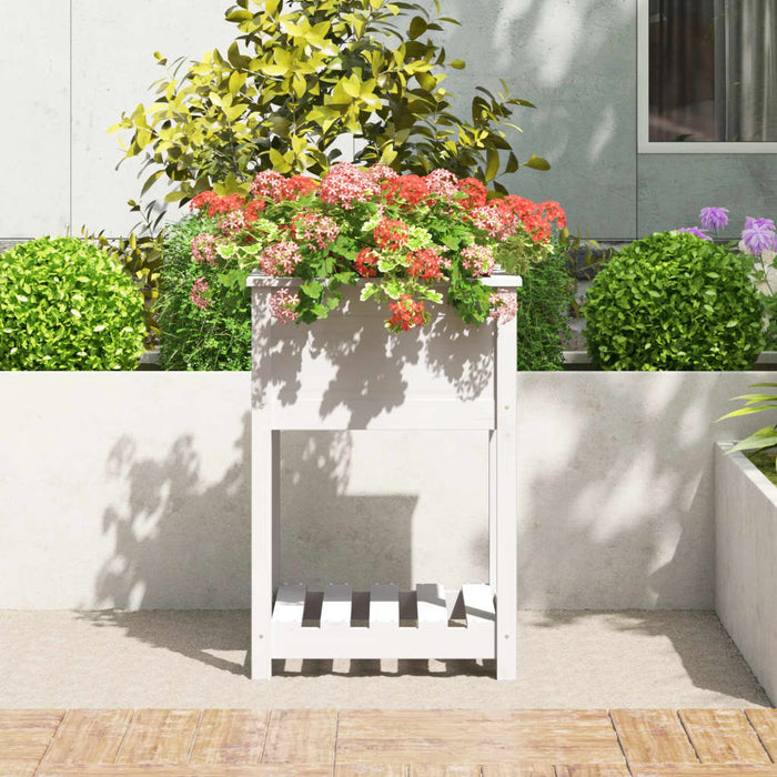 Jardinieră cu raft, alb, 54x54x81 cm, lemn masiv de pin - WALTI WALTI