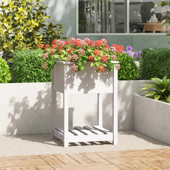 Jardinieră cu raft, alb, 54x54x81 cm, lemn masiv de pin - WALTI WALTI