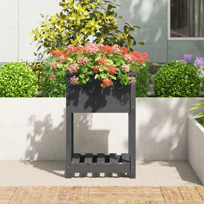 Jardinieră cu raft, gri, 54x54x81 cm, lemn masiv de pin - WALTI WALTI