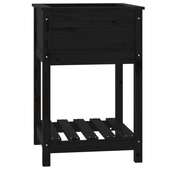 Jardinieră cu raft, negru, 54x54x81 cm, lemn masiv de pin - WALTI WALTI