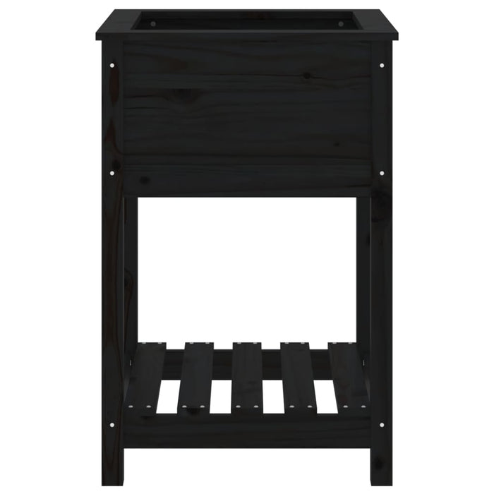 Jardinieră cu raft, negru, 54x54x81 cm, lemn masiv de pin - WALTI WALTI