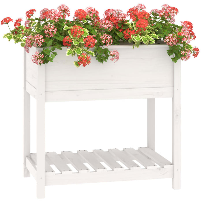 Jardinieră cu raft, alb, 82,5x54x81 cm, lemn masiv de pin - WALTI WALTI