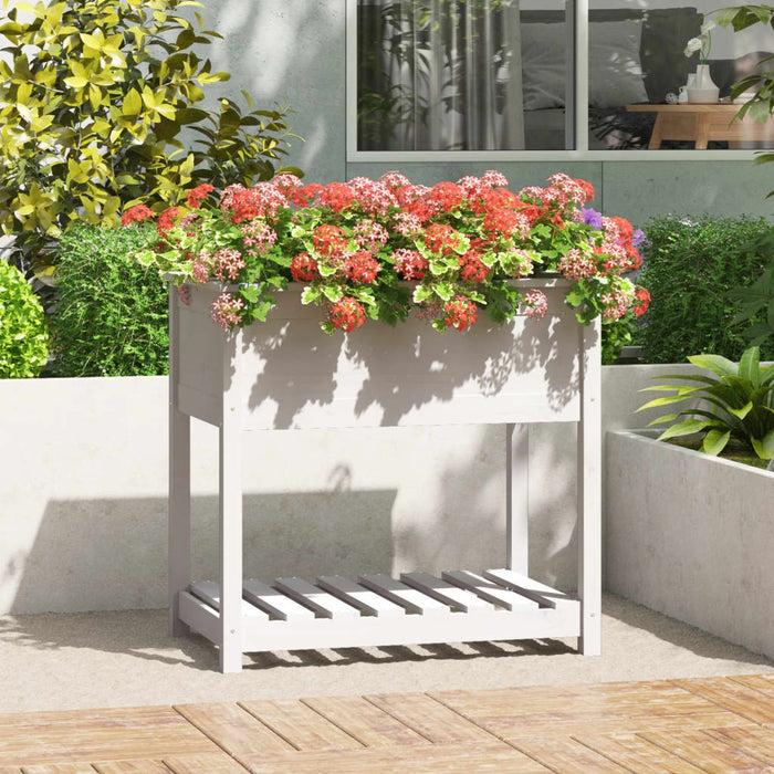 Jardinieră cu raft, alb, 82,5x54x81 cm, lemn masiv de pin - WALTI WALTI
