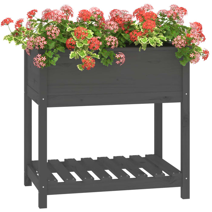 Jardinieră cu raft, gri, 82,5x54x81 cm, lemn masiv de pin - WALTI WALTI