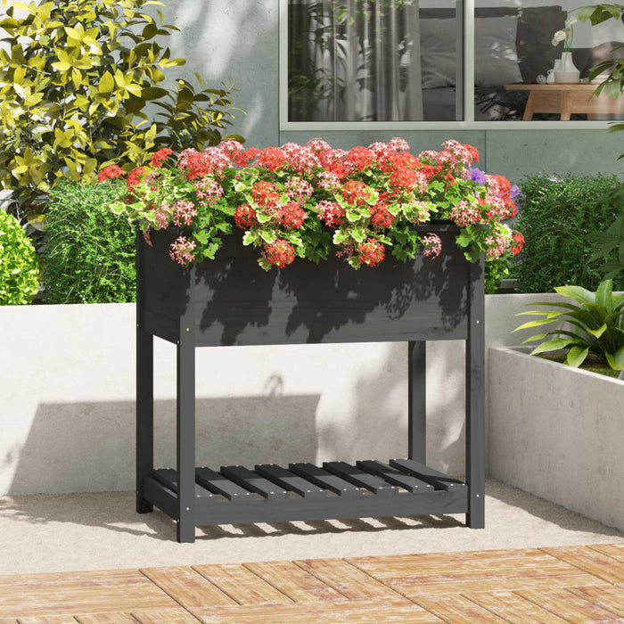 Jardinieră cu raft, gri, 82,5x54x81 cm, lemn masiv de pin - WALTI WALTI
