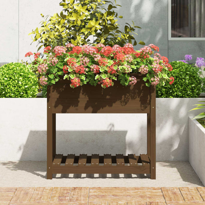 Jardinieră cu raft, maro miere, 82,5x54x81 cm, lemn masiv pin - WALTI WALTI