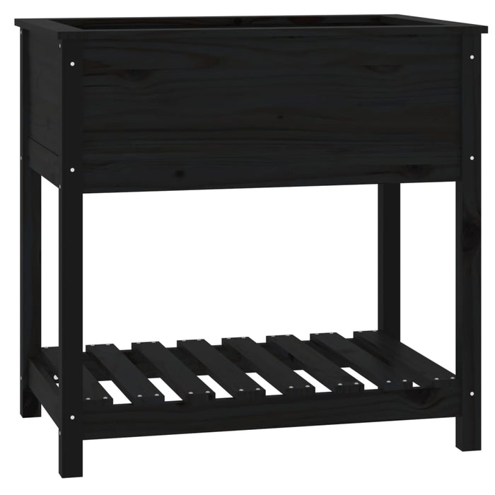 Jardinieră cu raft, negru, 82,5x54x81 cm, lemn masiv de pin - WALTI WALTI