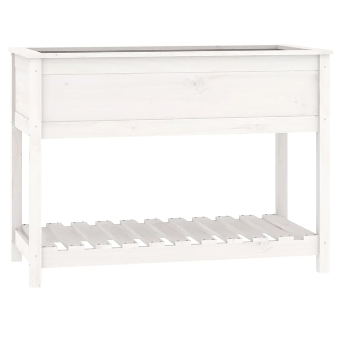 Jardinieră cu raft, alb, 111,5x54x81 cm, lemn masiv de pin - WALTI WALTI