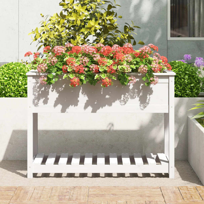 Jardinieră cu raft, alb, 111,5x54x81 cm, lemn masiv de pin - WALTI WALTI