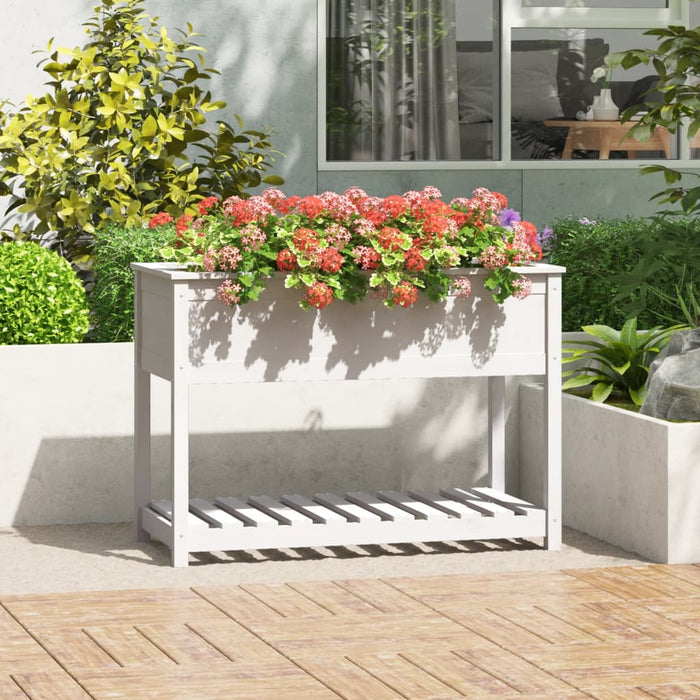 Jardinieră cu raft, alb, 111,5x54x81 cm, lemn masiv de pin - WALTI WALTI