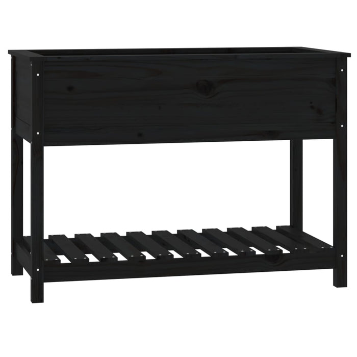 Jardinieră cu raft, negru, 111,5x54x81 cm, lemn masiv de pin - WALTI WALTI