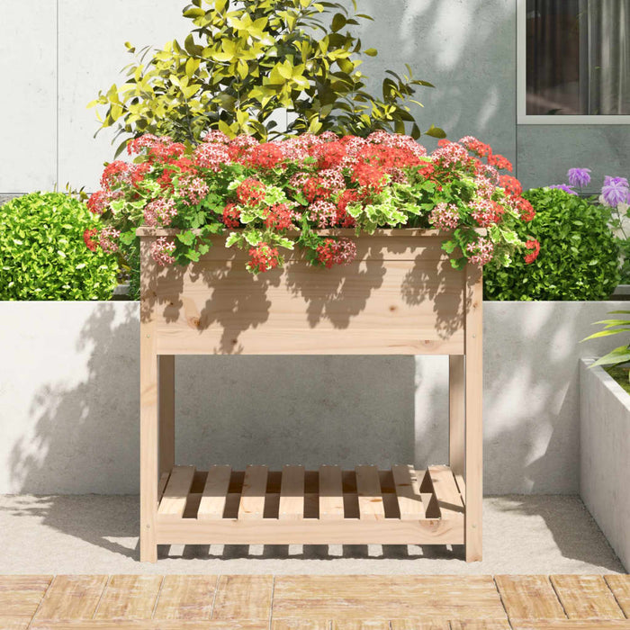 Jardinieră cu raft, 82,5x82,5x81 cm, lemn masiv de pin - WALTI WALTI