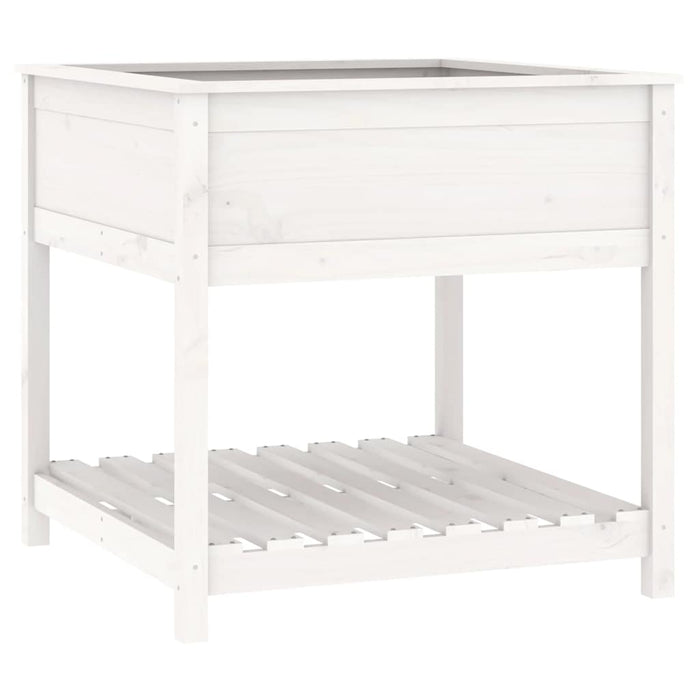 Jardinieră cu raft, alb, 82,5x82,5x81 cm, lemn masiv de pin - WALTI WALTI