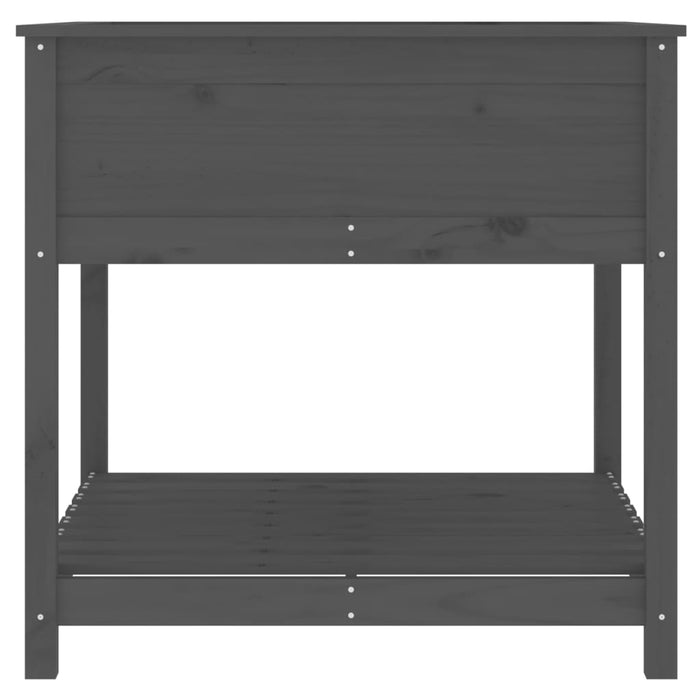 Jardinieră cu raft, gri, 82,5x82,5x81 cm, lemn masiv de pin - WALTI WALTI
