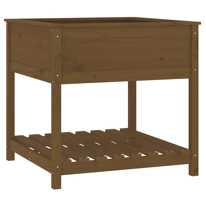 Jardinieră cu raft, maro miere, 82,5x82,5x81 cm, lemn masiv pin - WALTI WALTI