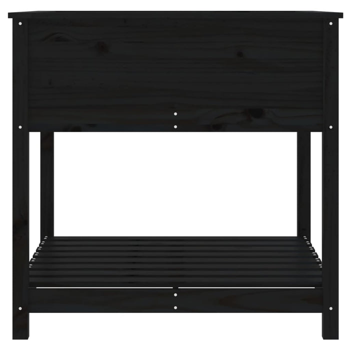 Jardinieră cu raft, negru, 82,5x82,5x81 cm, lemn masiv de pin - WALTI WALTI