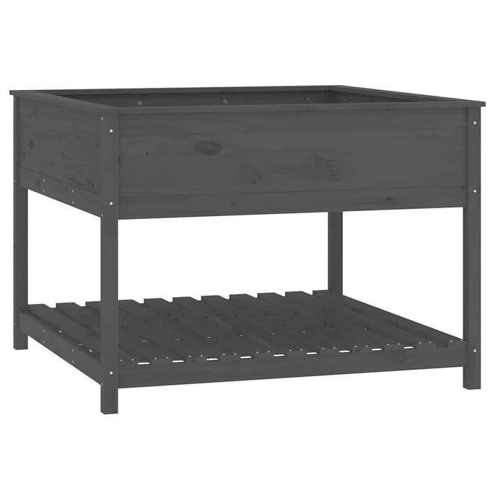 Jardinieră cu raft, gri, 111,5x111,5x81 cm, lemn masiv de pin - WALTI WALTI