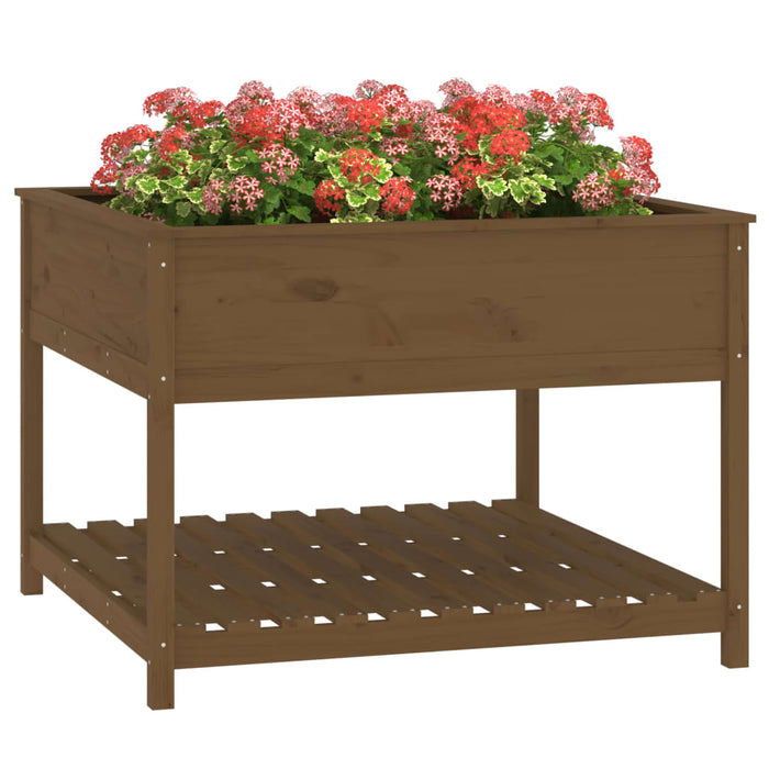 Jardinieră cu raft maro miere 111,5x111,5x81 cm lemn masiv pin - WALTI WALTI