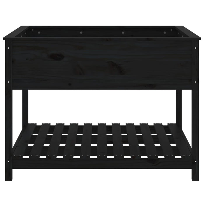 Jardinieră cu raft, negru, 111,5x111,5x81 cm, lemn masiv de pin - WALTI WALTI