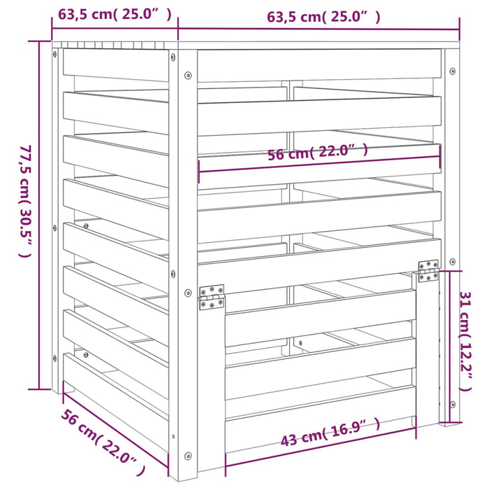 Compostor, alb, 63,5x63,5x77,5 cm, lemn masiv de pin - WALTI WALTI