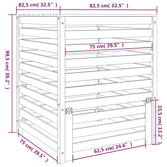Compostor, alb, 82,5x82,5x99,5 cm, lemn masiv de pin - WALTI WALTI
