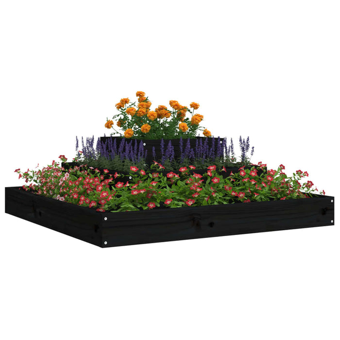 Jardinieră, negru, 80x80x27 cm, lemn masiv de pin - WALTI WALTI