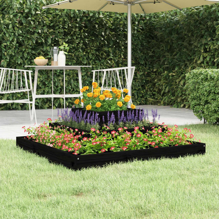 Jardinieră, negru, 80x80x27 cm, lemn masiv de pin - WALTI WALTI
