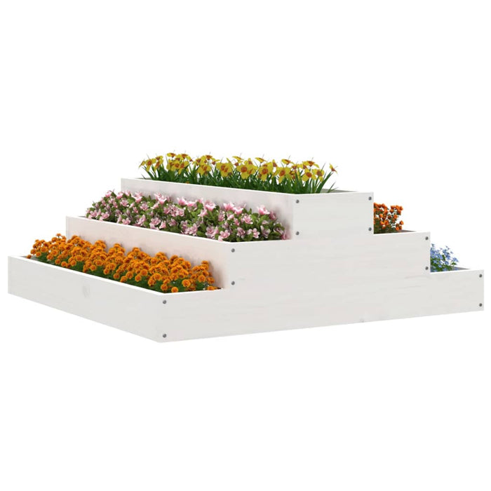 Jardinieră, alb, 80x80x27 cm, lemn masiv de pin - WALTI WALTI